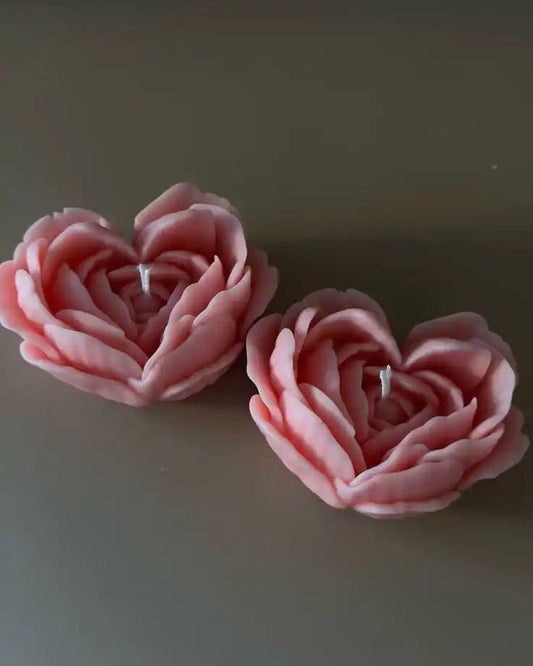 Heart Rose Candle Pack Of Two - Candles By Midnight