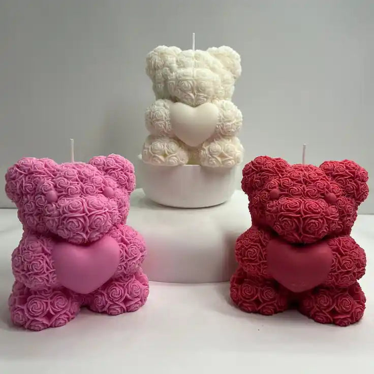 Teddy Bear Rose Candle - Candles By Midnight