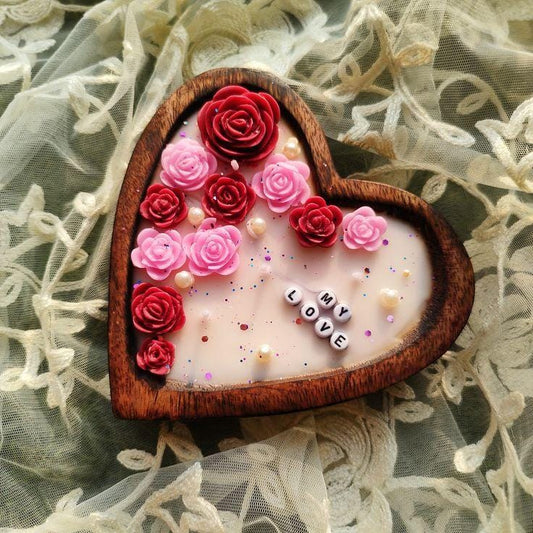 Wooden heart candle - Candles By Midnight
