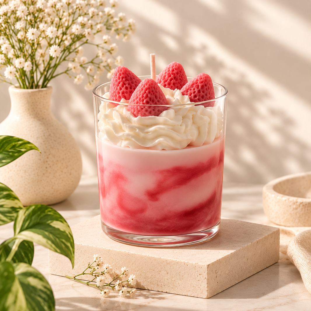 Strawberry Shortcake — Soy Wax Jar Candle for Housewarming Gifts