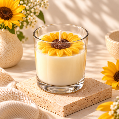 Sunflower Candle Jar — Soy Wax Candle for Diwali & Puja Gifting