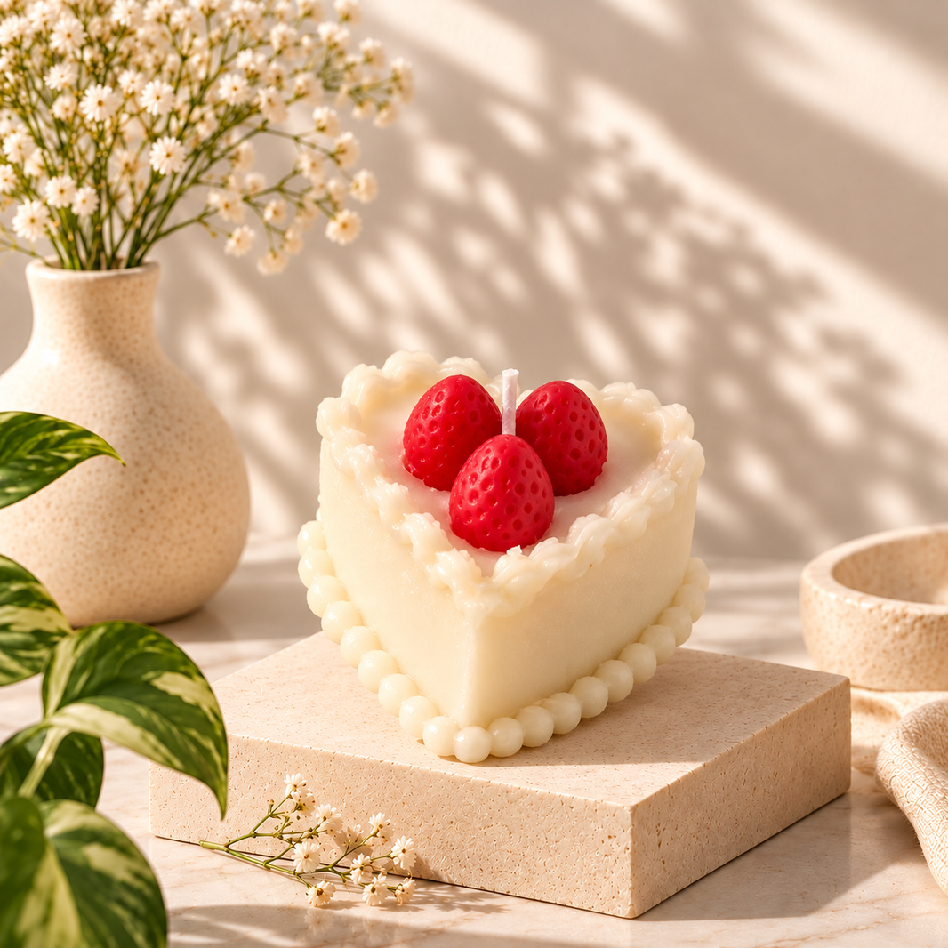 Heart Cake — Soy Wax Dessert Candle for Anniversary Gifts