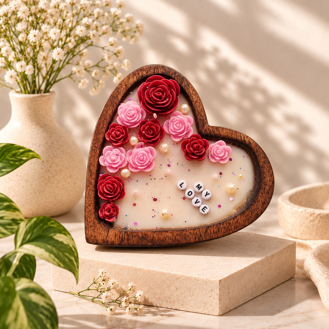Wooden heart — Soy Wax Candle for Romantic Gifting