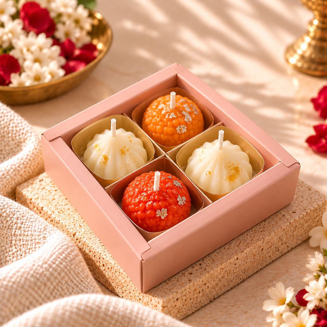 Laddu & Modak Combo — Soy Wax Candle Gift Set for Rakhi Gifting