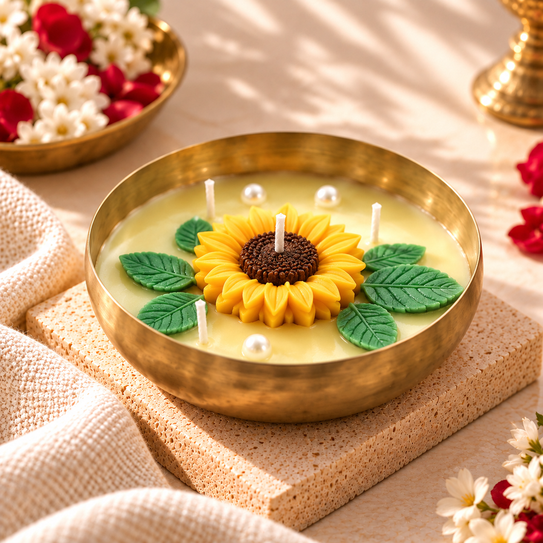 Sunflower Urli — Soy Wax Candle for Wedding Favours