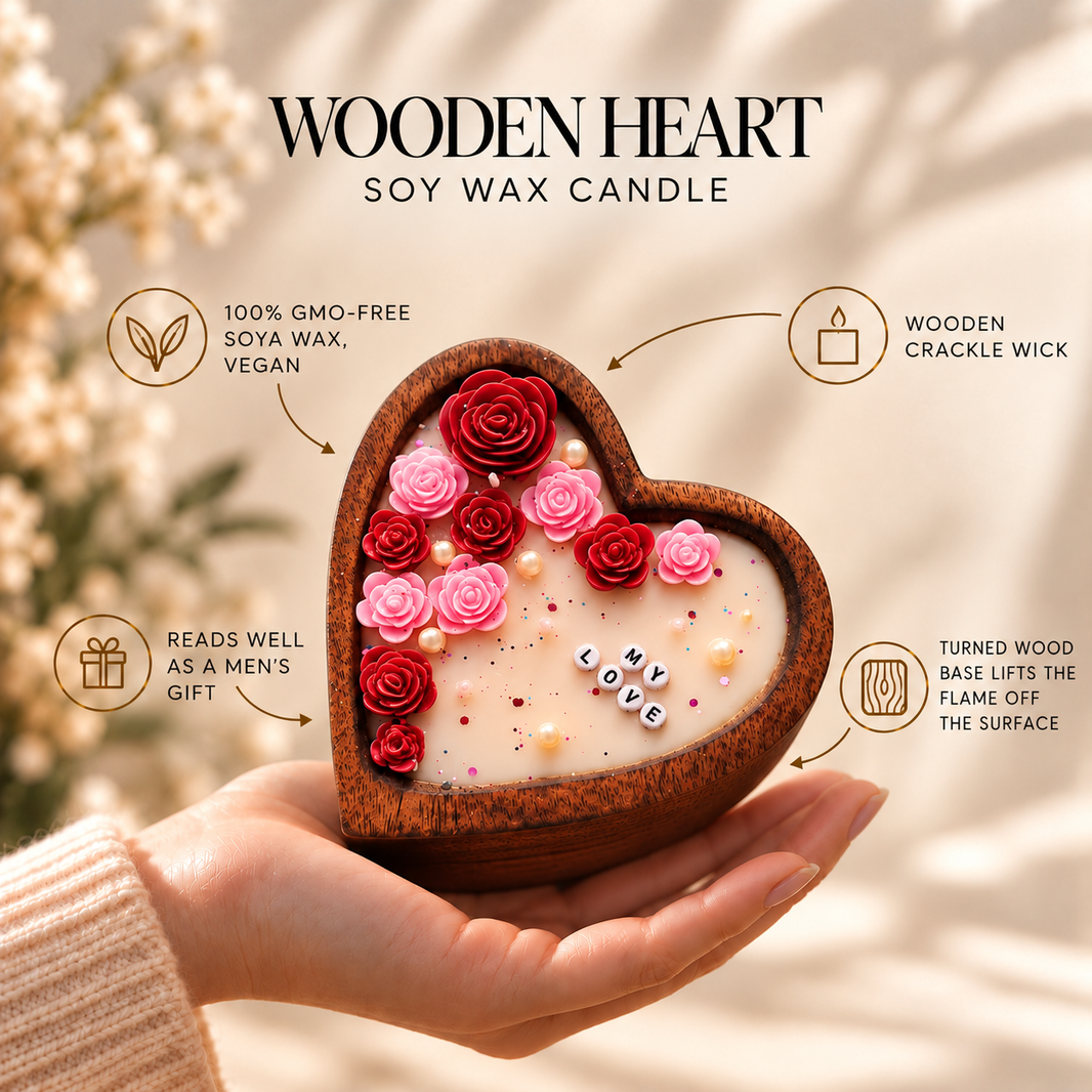 Wooden heart — Soy Wax Candle for Romantic Gifting