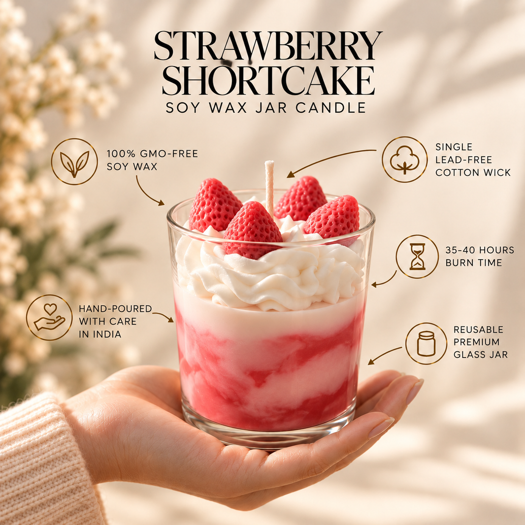 Strawberry Shortcake — Soy Wax Jar Candle for Housewarming Gifts