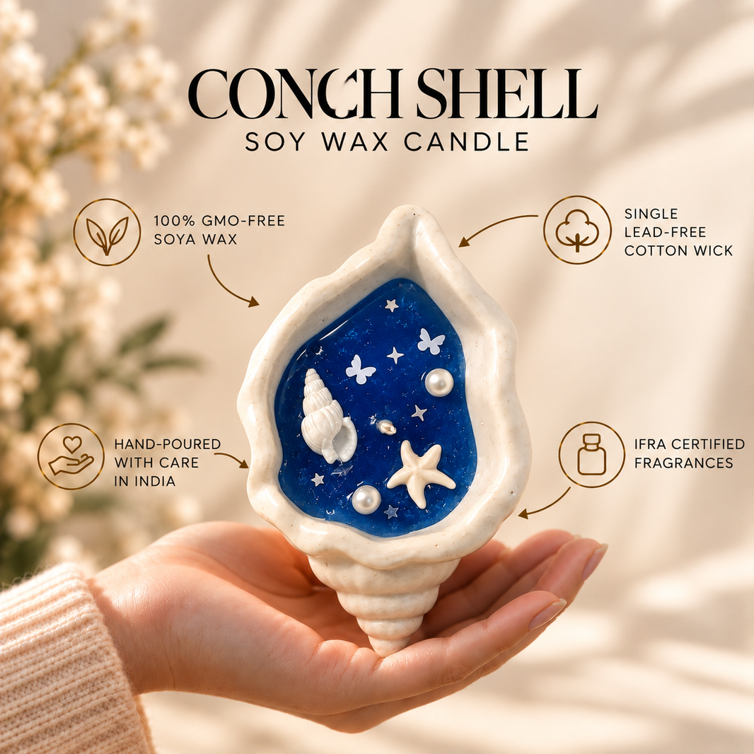 Conch Shell — Soy Wax Sculpted Candle for Diwali & Puja Gifting