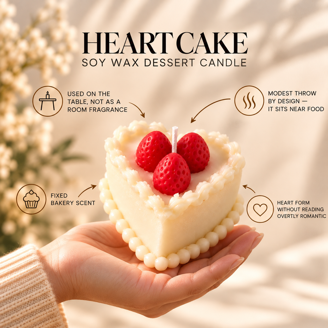 Heart Cake — Soy Wax Dessert Candle for Anniversary Gifts