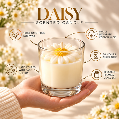 Daisy Candle Jar — Soy Wax Candle for Housewarming Gifts