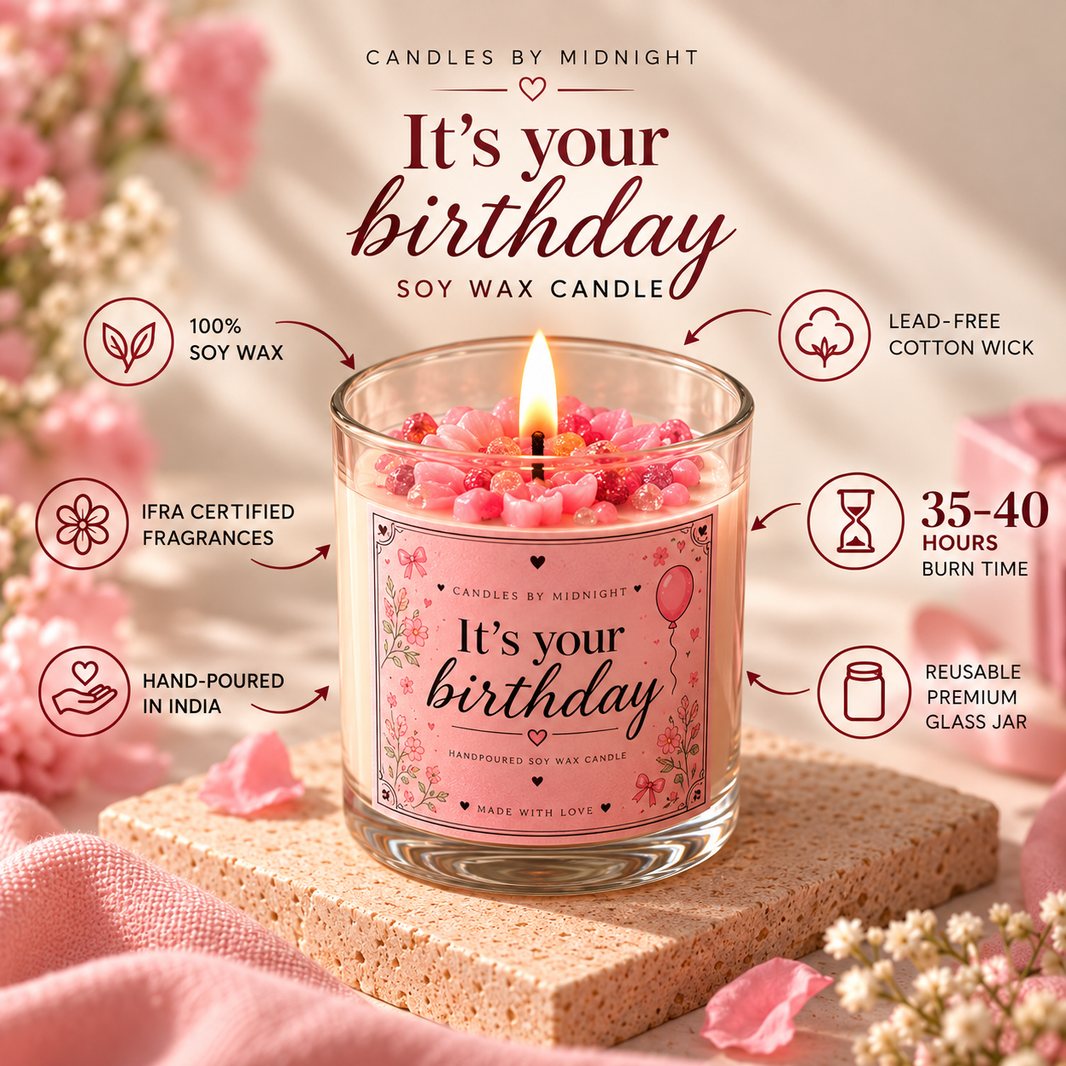 It's Your Birthday & Strawberry Latte Candle Combo – Vanilla Cake + Strawberry Milk Gift Set of 2