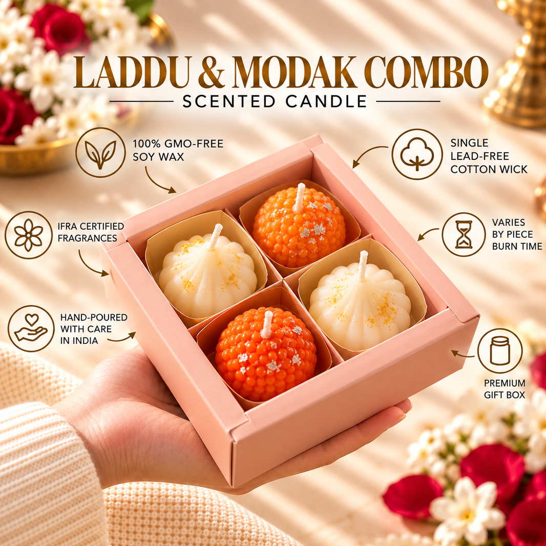Laddu & Modak Combo — Soy Wax Candle Gift Set for Rakhi Gifting