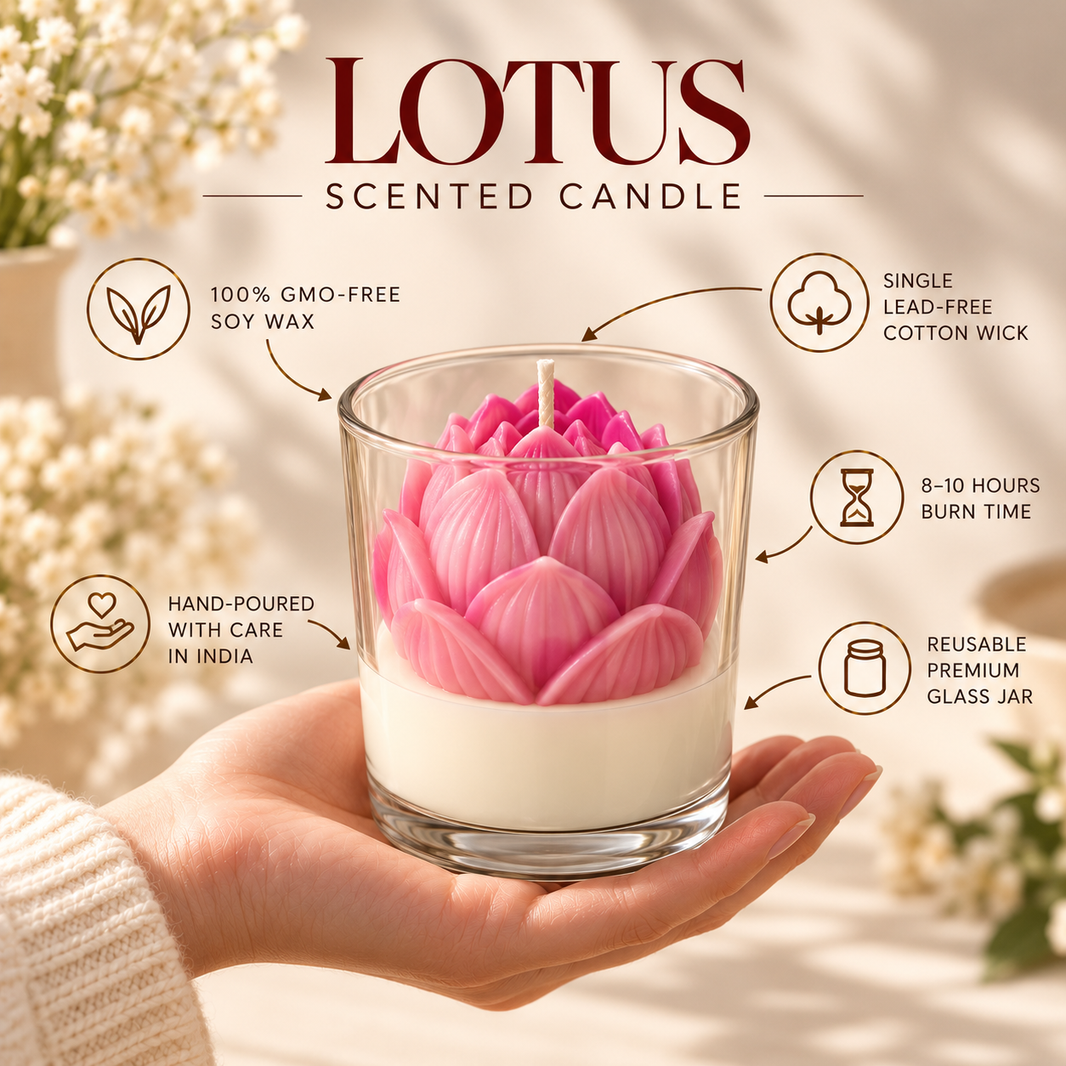 Lotus Candle Jar — Soy Wax Urli Candle for Housewarming Gifts