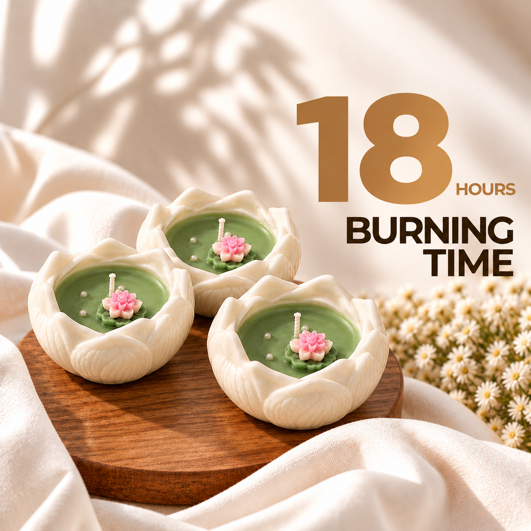 Lotus Bloom Ceramic Candle - Pack of 4