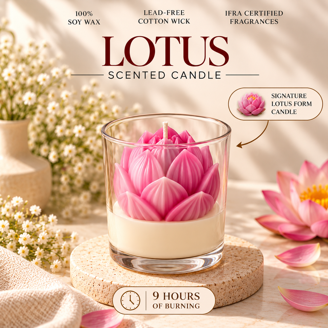 Lotus Candle Jar — Soy Wax Urli Candle for Housewarming Gifts