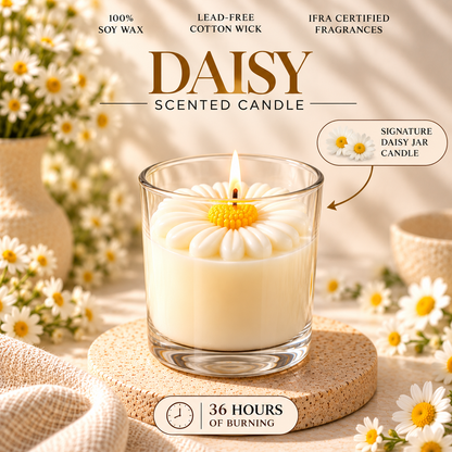 Daisy Candle Jar — Soy Wax Candle for Housewarming Gifts