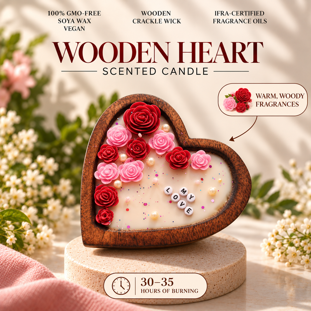 Wooden heart — Soy Wax Candle for Romantic Gifting