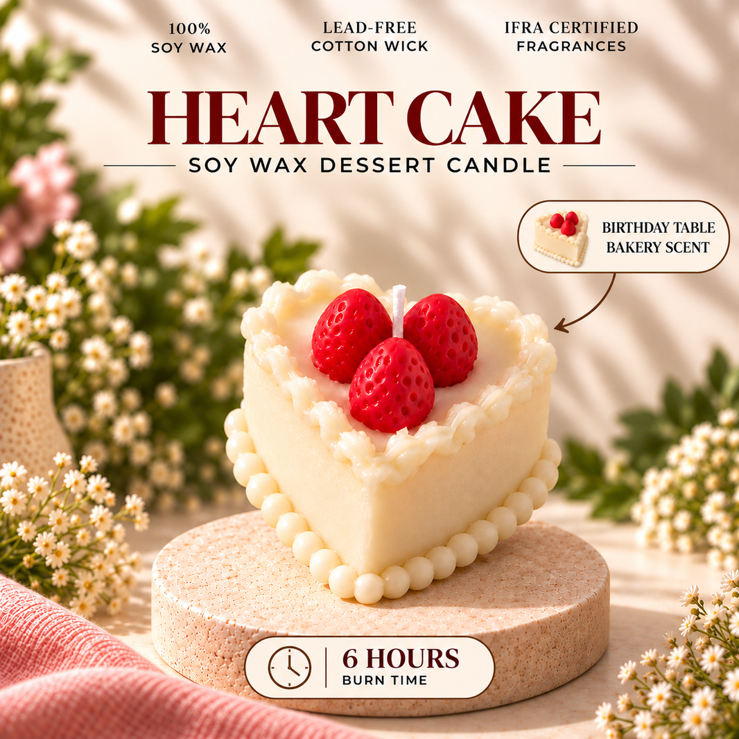 Heart Cake — Soy Wax Dessert Candle for Anniversary Gifts