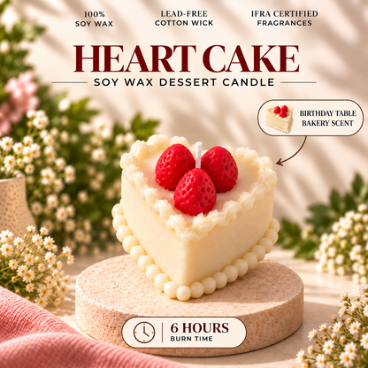 Heart Cake — Soy Wax Dessert Candle for Anniversary Gifts
