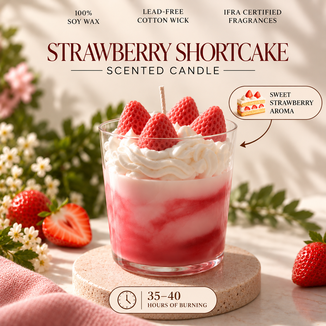 Strawberry Shortcake — Soy Wax Jar Candle for Housewarming Gifts