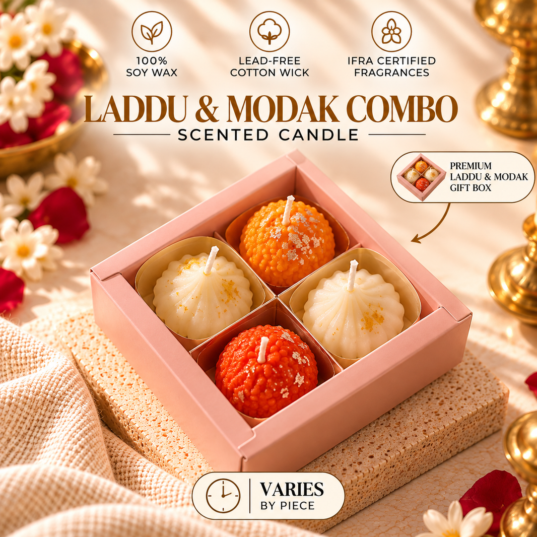Laddu & Modak Combo — Soy Wax Candle Gift Set for Rakhi Gifting