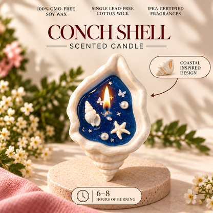 Conch Shell — Soy Wax Sculpted Candle for Diwali & Puja Gifting