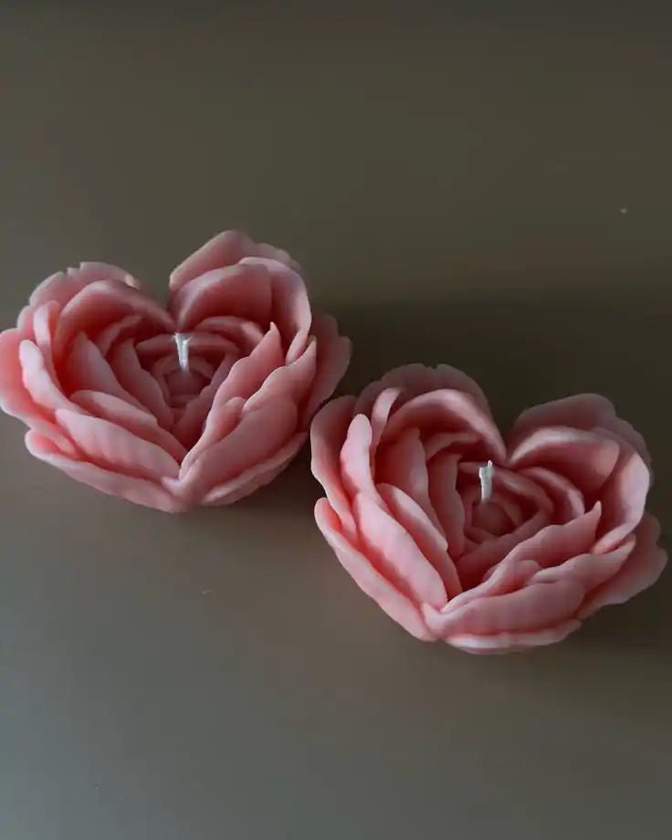 Heart Rose Candle Pack Of Two - Candles By Midnight