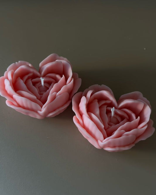 Heart Rose Candle Pack Of Two - Candles By Midnight