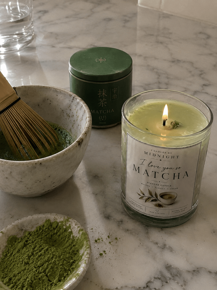 I Love You So Matcha — Soy Wax Dessert Candle for Romantic Gifting - Candles By Midnight