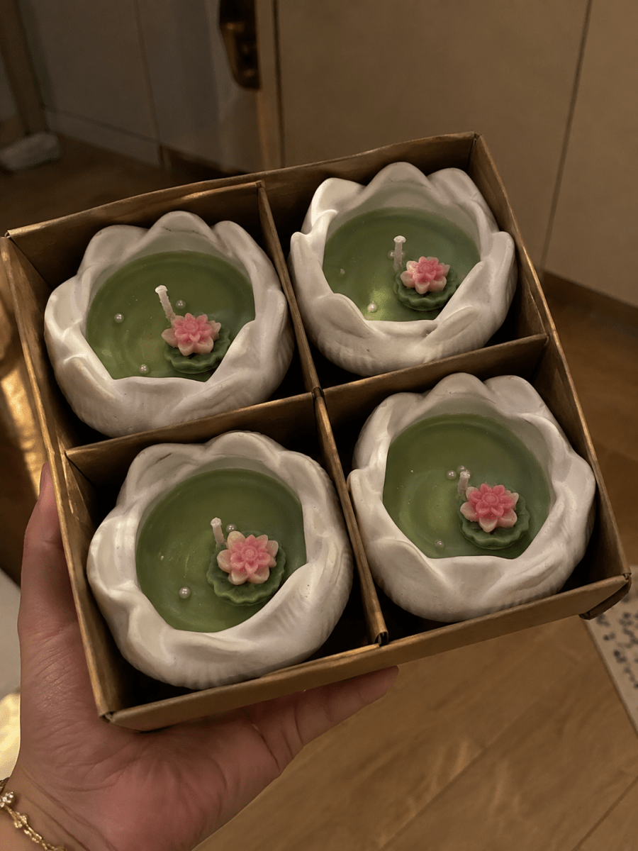 Lotus Bloom Ceramic Candle - Pack of 4 - Candles By Midnight
