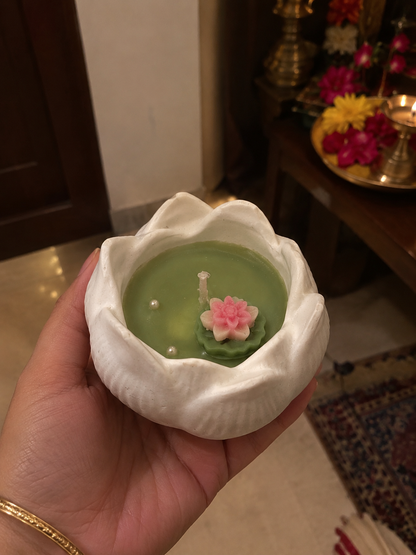 Lotus Bloom Ceramic Candle - Pack of 4