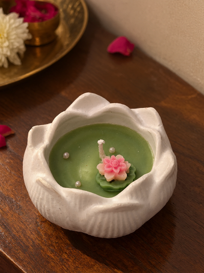 Lotus Bloom Ceramic Candle - Pack of 4