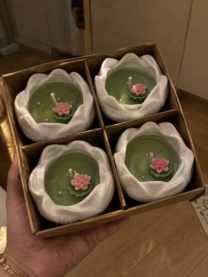 Lotus Bloom Ceramic Candle - Pack of 4