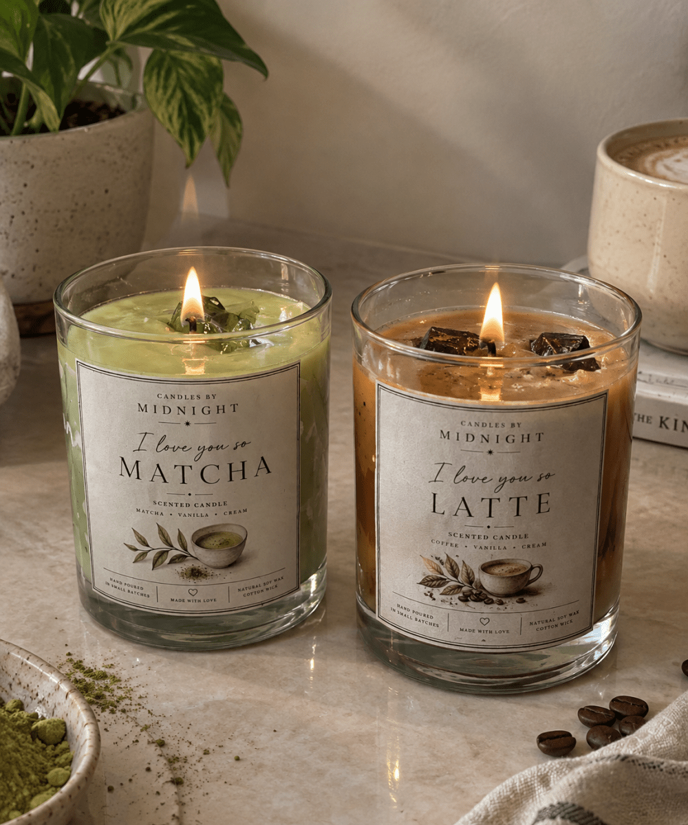 Matcha & Iced Kofee Candle Duo – Gift Set of 2 - Candles By Midnight