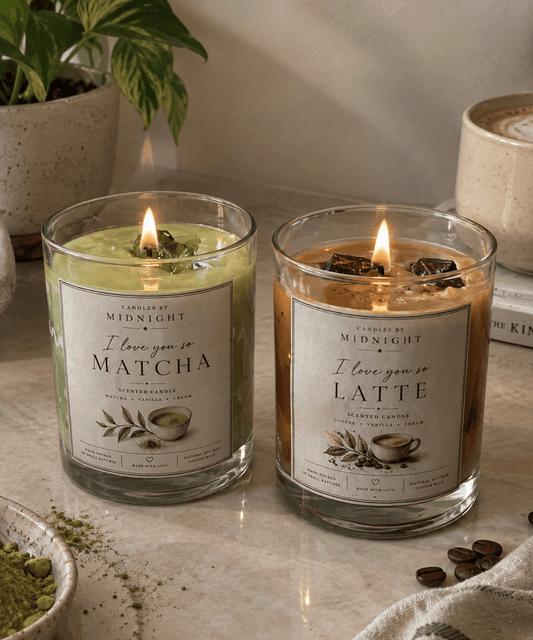 Matcha & Iced Kofee Candle Duo – Gift Set of 2 - Candles By Midnight