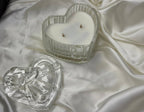 Secret message heart container candle with a bow lid - Candles By Midnight