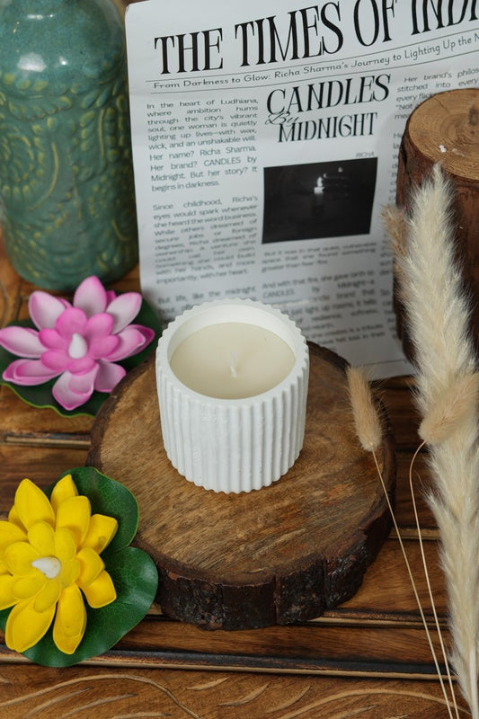 Stone Muse Jar | White Cement Jar Candle | Concrete Candle Jar - Candles By Midnight