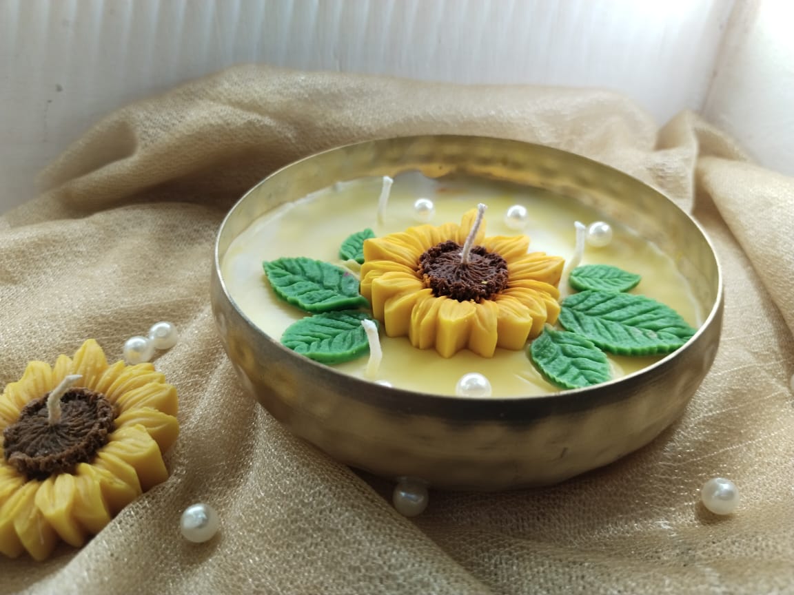 Sunflower Urli Candle - Small - Candles By Midnight