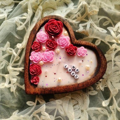 Wooden heart candle - Candles By Midnight